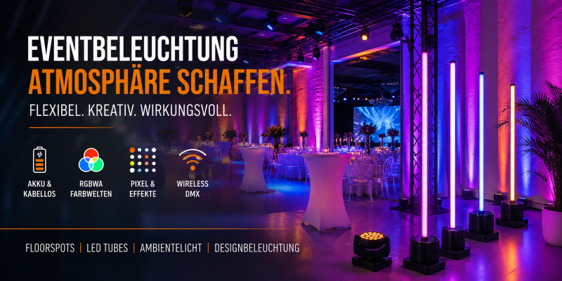 Eventbeleuchtung &amp; Designbeleuchtung mieten – Floorspots und LED Tubes im Einsatz - Eventbeleuchtung mieten | Floorspots &amp; LED Tubes